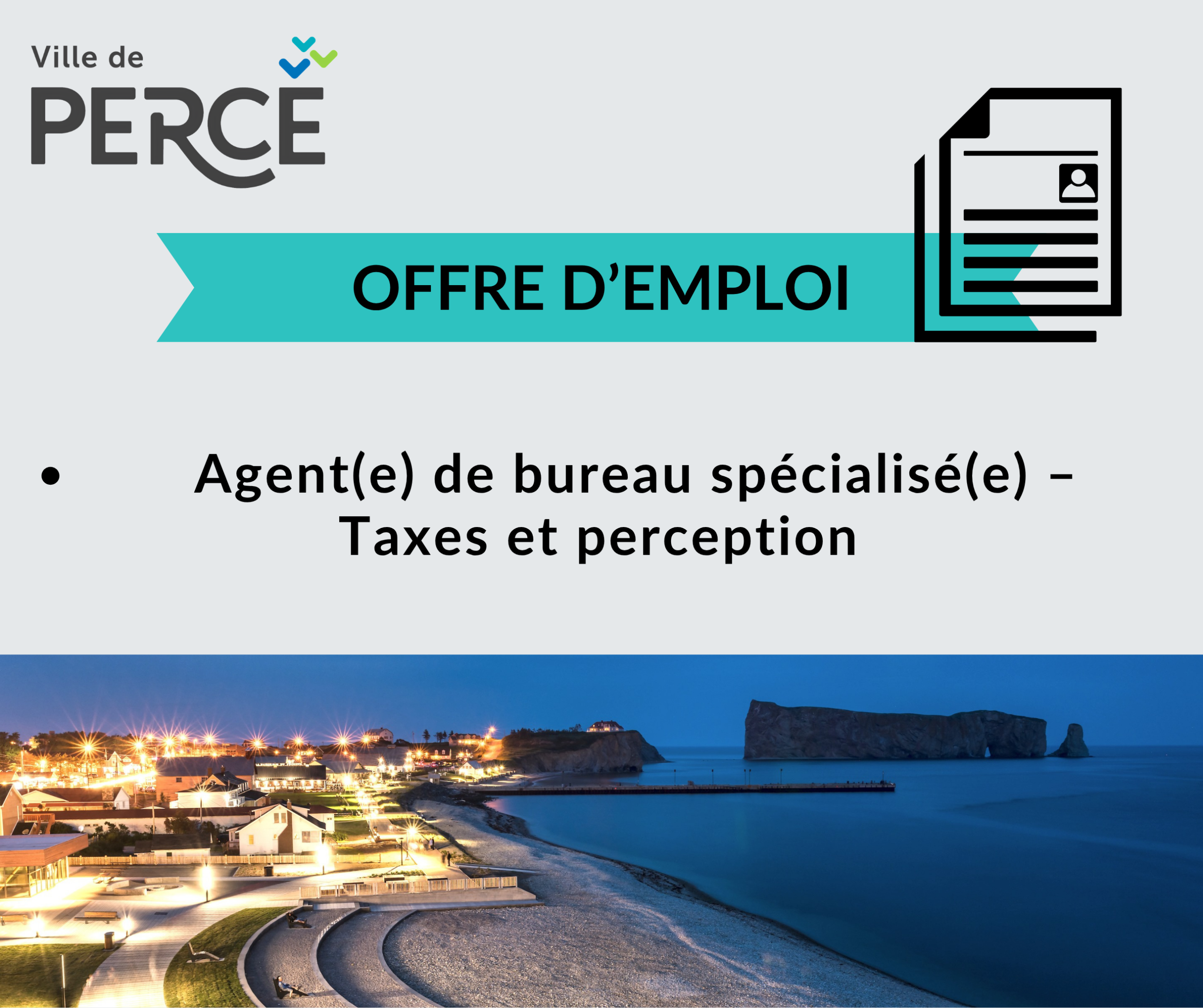OFFRE D&rsquo;EMPLOI – Agente(e) de bureau spécialisé(e) – Taxes et perception