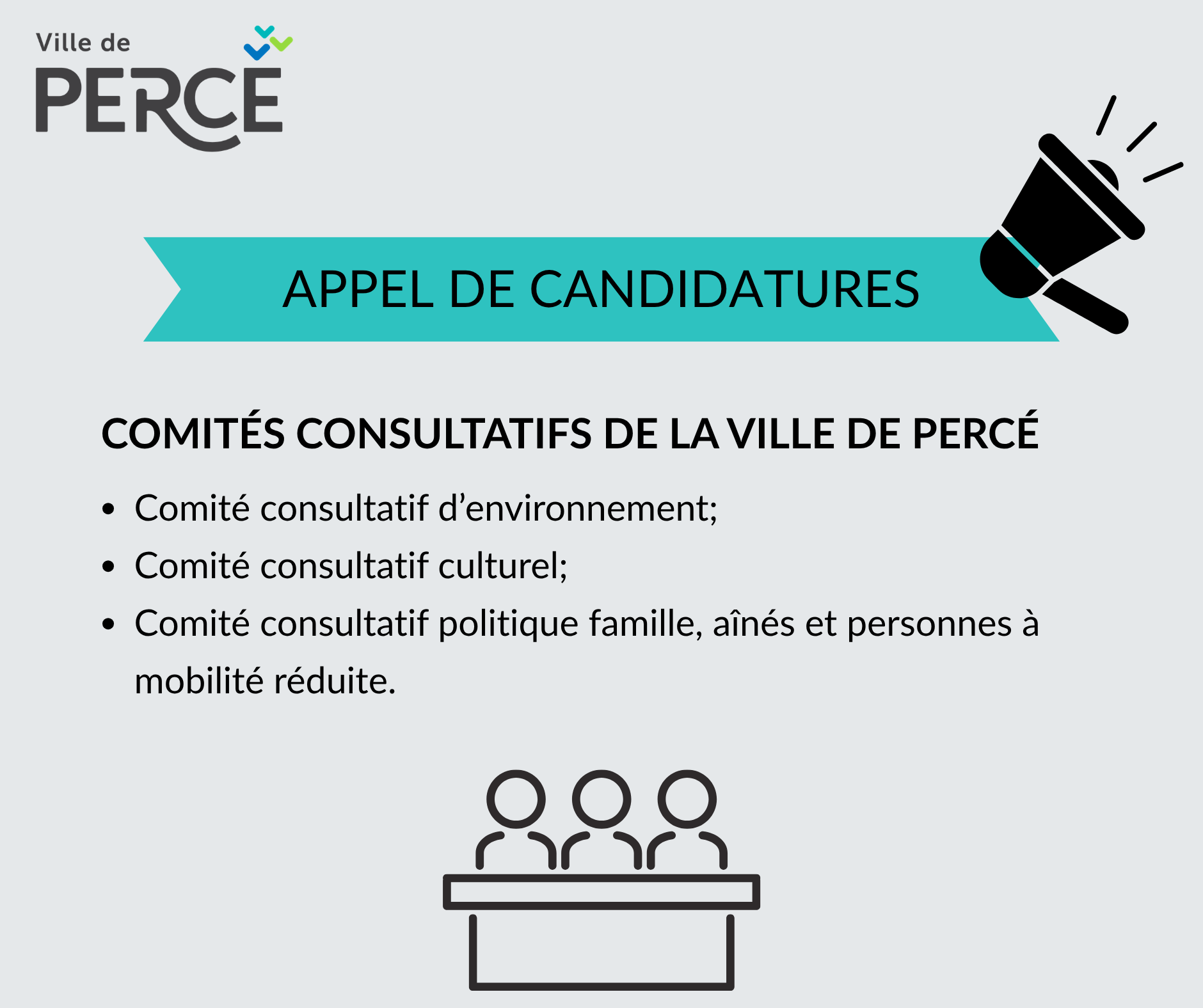 Appel de candidatures – Comités consultatifs de la Ville de Percé