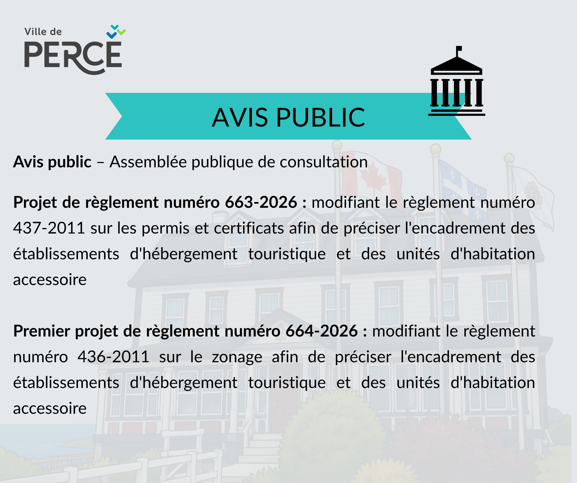 Avis public – Assemblée publique de consultation