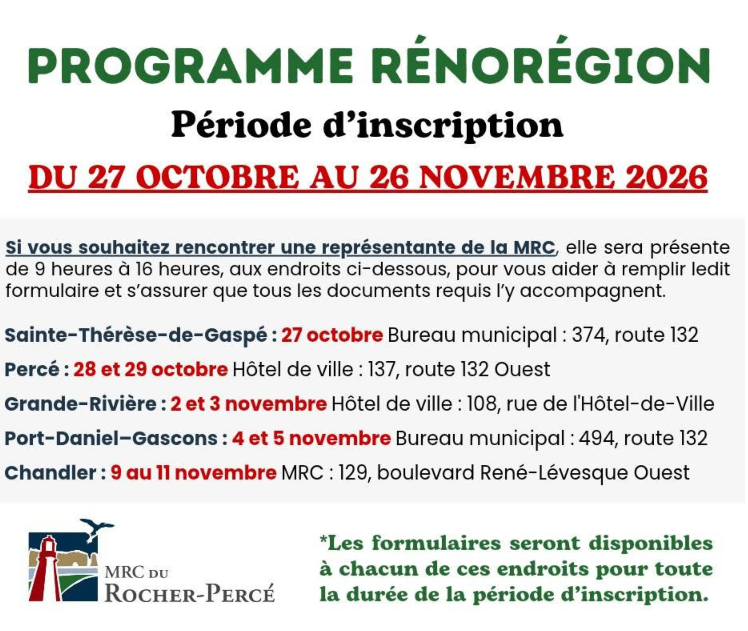 Information | Programme RénoRégion 2026-2027
